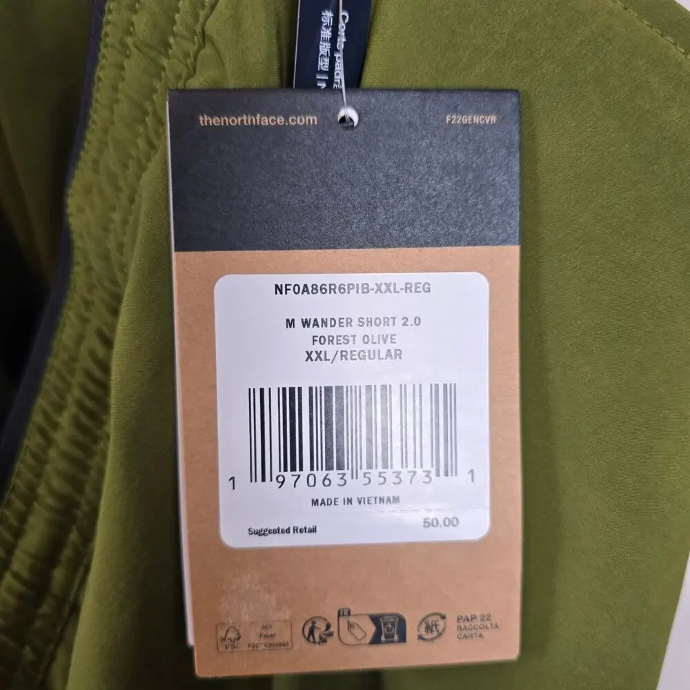 The North Face Mens Wander Short 2.0 Size XXL Forest Olive Green Pull On Elastic